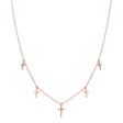 Diamond  Cross Dangle Station Necklace 14k Rose Gold (0.09ct)