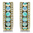Round Opal & Diamond Huggie Earrings 14K Yellow Gold (0.43ct)