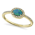 Oval Opal & Diamond Halo Cocktail Ring 14K Yellow Gold (0.45ct)