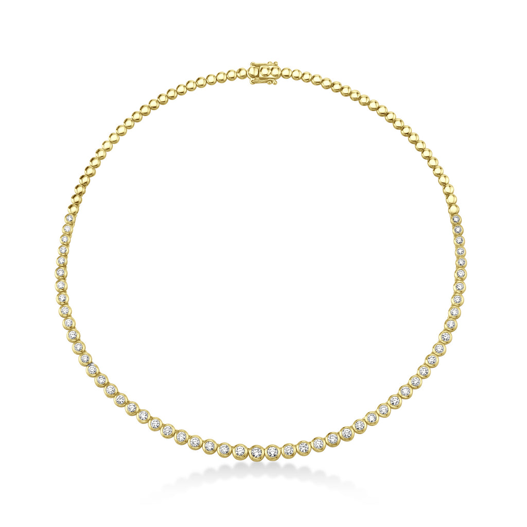 Half Eternity Diamond Bezel Tennis Necklace 14k Yellow Gold (3.53ct)