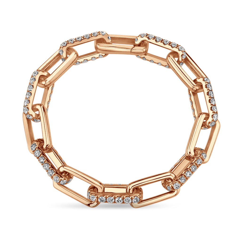 Diamond Paper Clip Link Bracelet 14k Rose Gold (5.78ct)