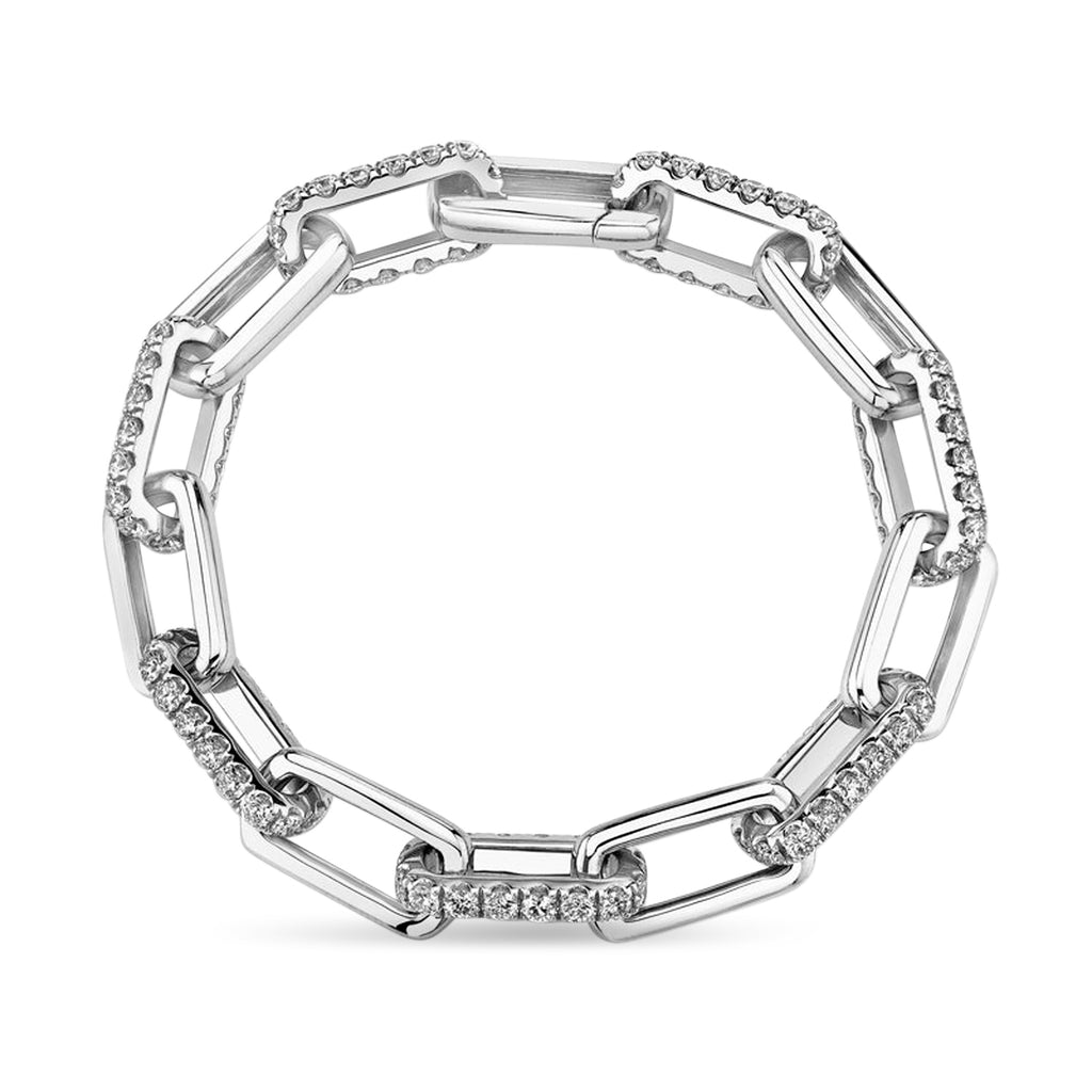 Diamond Paper Clip Link Bracelet 14k White Gold (5.78ct)