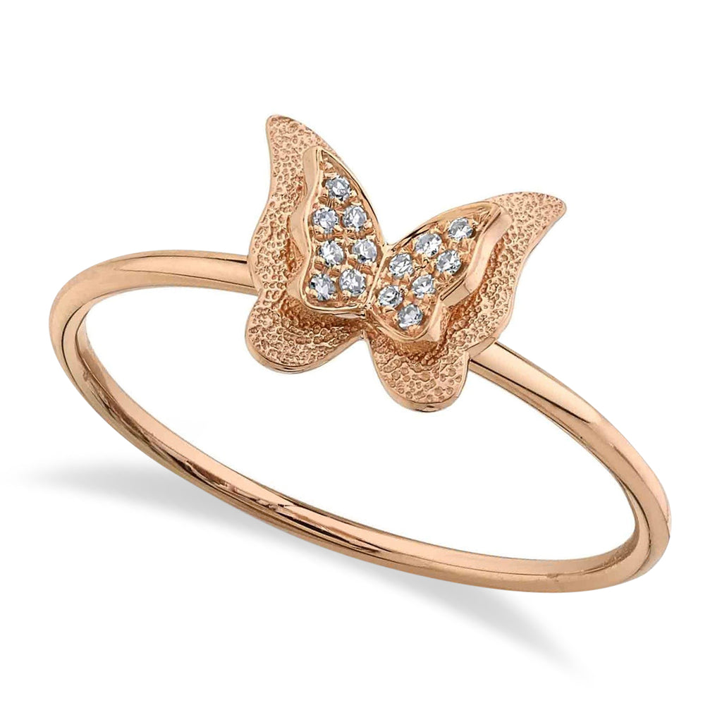 Diamond Butterfly Ring 14K Rose Gold (0.04ct)