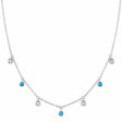 Diamond & Turquoise Station Necklace 14K White Gold (0.22ct)