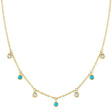 Diamond & Turquoise Station Necklace 14K Yellow Gold (0.22ct)