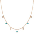 Diamond & Turquoise Station Necklace 14K Rose Gold (0.22ct)