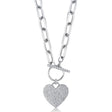 Diamond Pave Heart Paper Clip Link Pendant Necklace 14K White Gold (0.50ct)