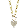 Diamond Pave Heart Paper Clip Link Pendant Necklace 14K Yellow Gold (0.50ct)