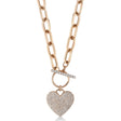 Diamond Pave Heart Paper Clip Link Pendant Necklace 14K Rose Gold (0.50ct)