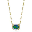 Oval Opal & Diamond Halo Necklace 14K Yellow Gold (0.38ct)