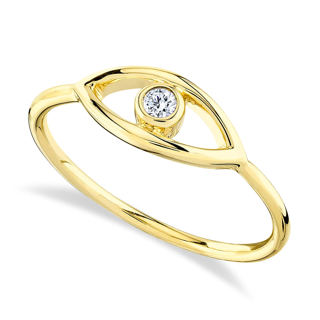 Diamond Bezel Evil Eye in 14k Yellow Gold Ring (0.04ct)