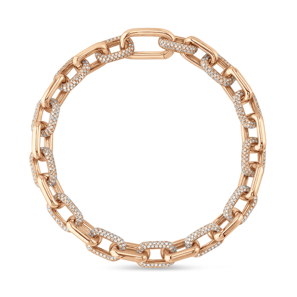 Diamond Paper Clip Link Bracelet 14k Rose Gold (3.67ct)