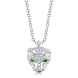 Diamond w/Emerald Panther Pendant Necklace 14K White Gold (0.14ct)