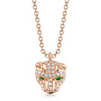 Diamond w/Emerald Panther Pendant Necklace 14K Rose Gold (0.14ct)