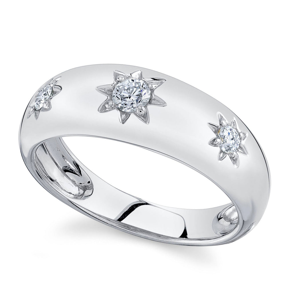 Diamond Star Wide Band Ring 14K White Gold (0.23ct)