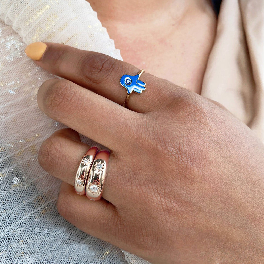 Diamond Star Wide Band Ring 14K Rose Gold (0.23ct)