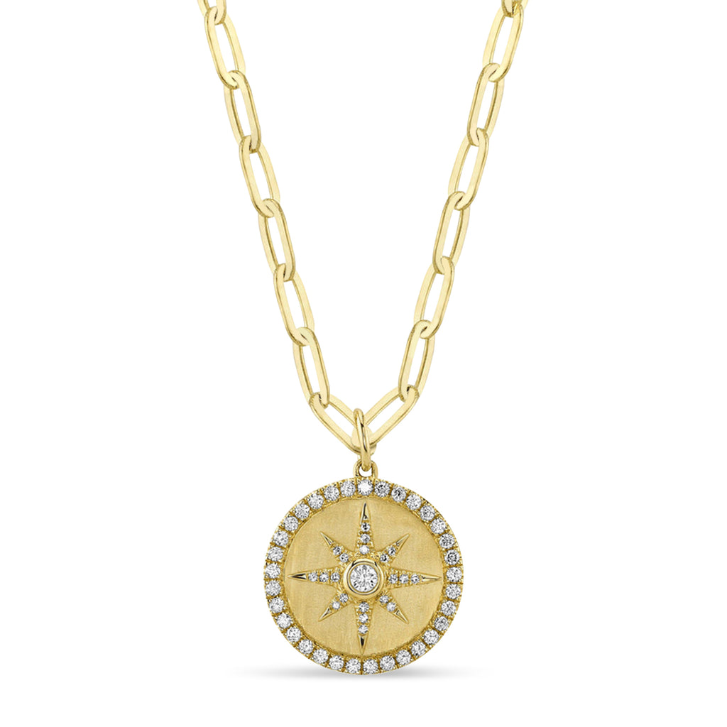 Diamond Star Paper Clip Pendant Necklace 14k Yellow Gold (0.43ct)