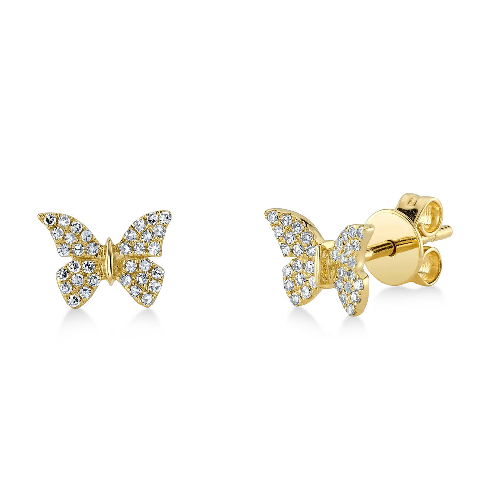 Diamond Butterfly Stud Earrings 14k Yellow Gold (0.15ct)