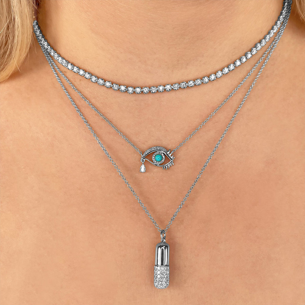 Diamond Pill Pendant Necklace 14K White Gold (0.70ct)