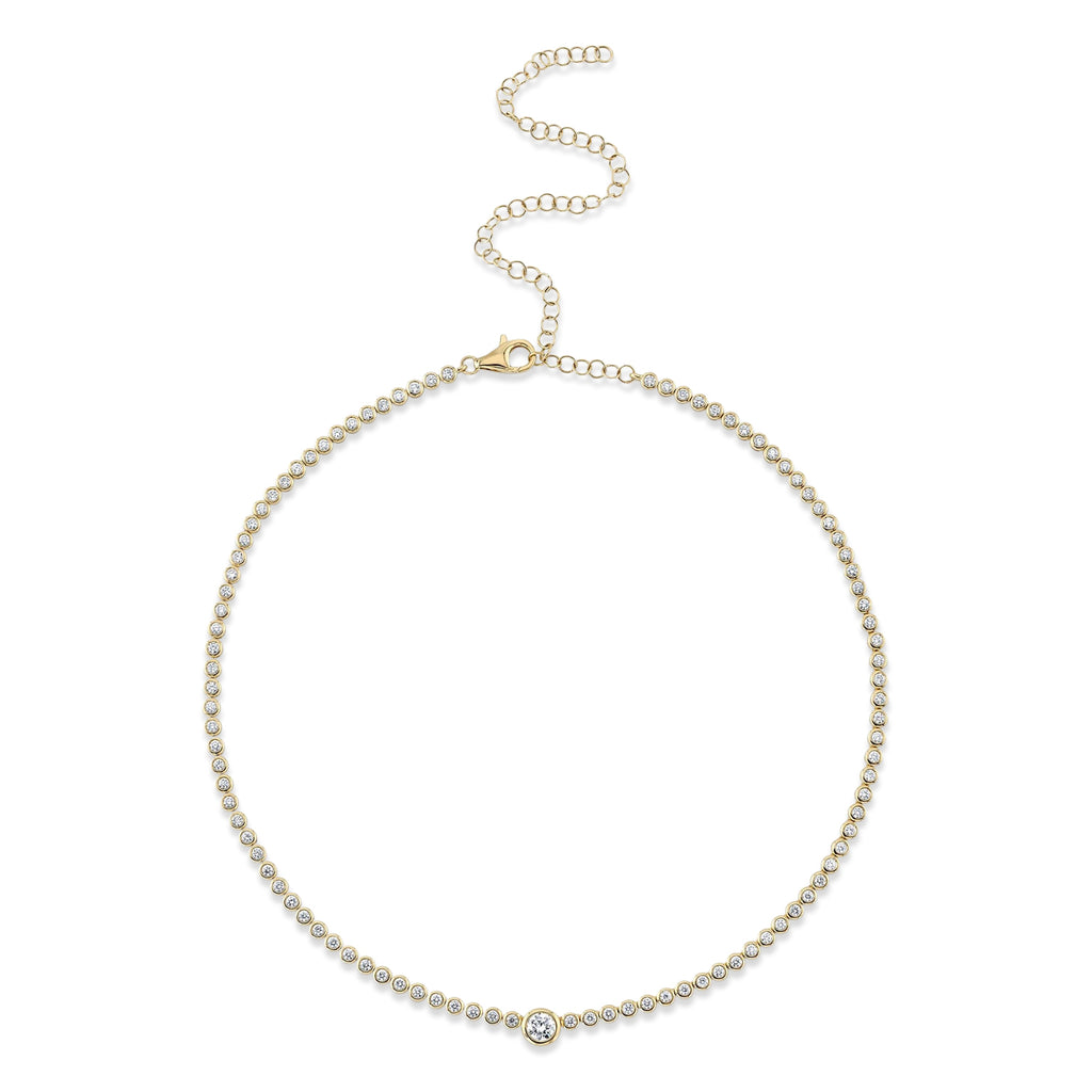 Diamond Bezel Setting Tennis Necklace 14K Yellow Gold (2.89ct)
