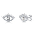 Diamond & Cultured Pearl Eye Stud Earrings 14K White Gold (0.12ct)
