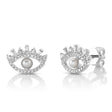 Diamond & Cultured Pearl Eye Stud Earrings 14K White Gold (0.31ct)