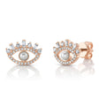 Diamond & Cultured Pearl Eye Stud Earrings 14K Rose Gold (0.31ct)