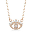 Diamond & Cultured Pearl Eye Pendant Necklace 14K Rose Gold (0.16ct)