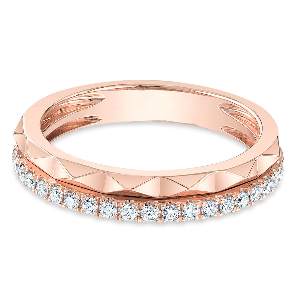 Diamond-Accented Stackable Wedding Band Ring 14K Rose Gold (0.26ct)