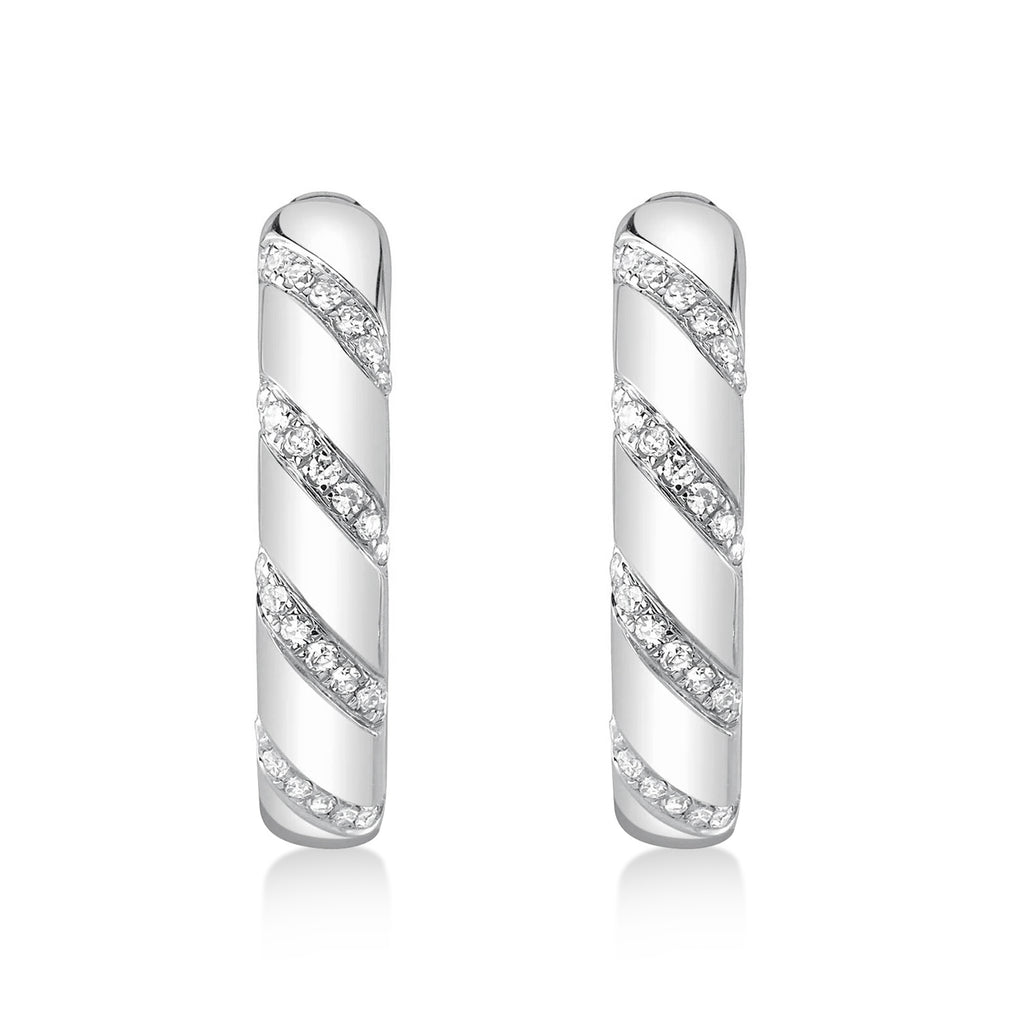 Small Round Diamond Hoop Earring in 14k White Gold (0.13ct)