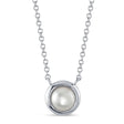 Cultured Pearl Circle Pendant Necklace 14K White Gold (5mm)