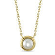 Cultured Pearl Circle Pendant Necklace 14K Yellow Gold (5mm)