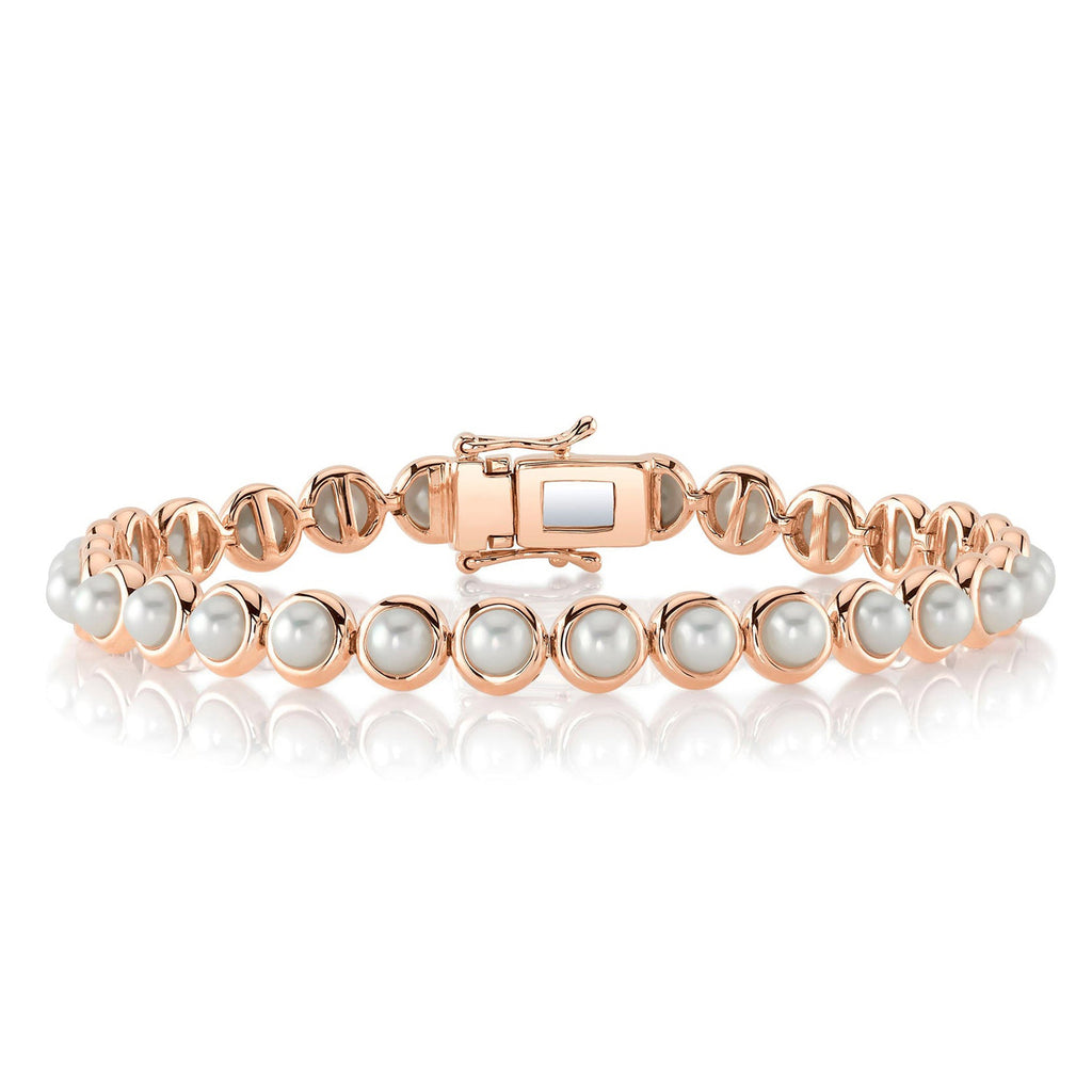 Cultured Pearl Tennis Bracelet 14K Rose Gold (4mm)