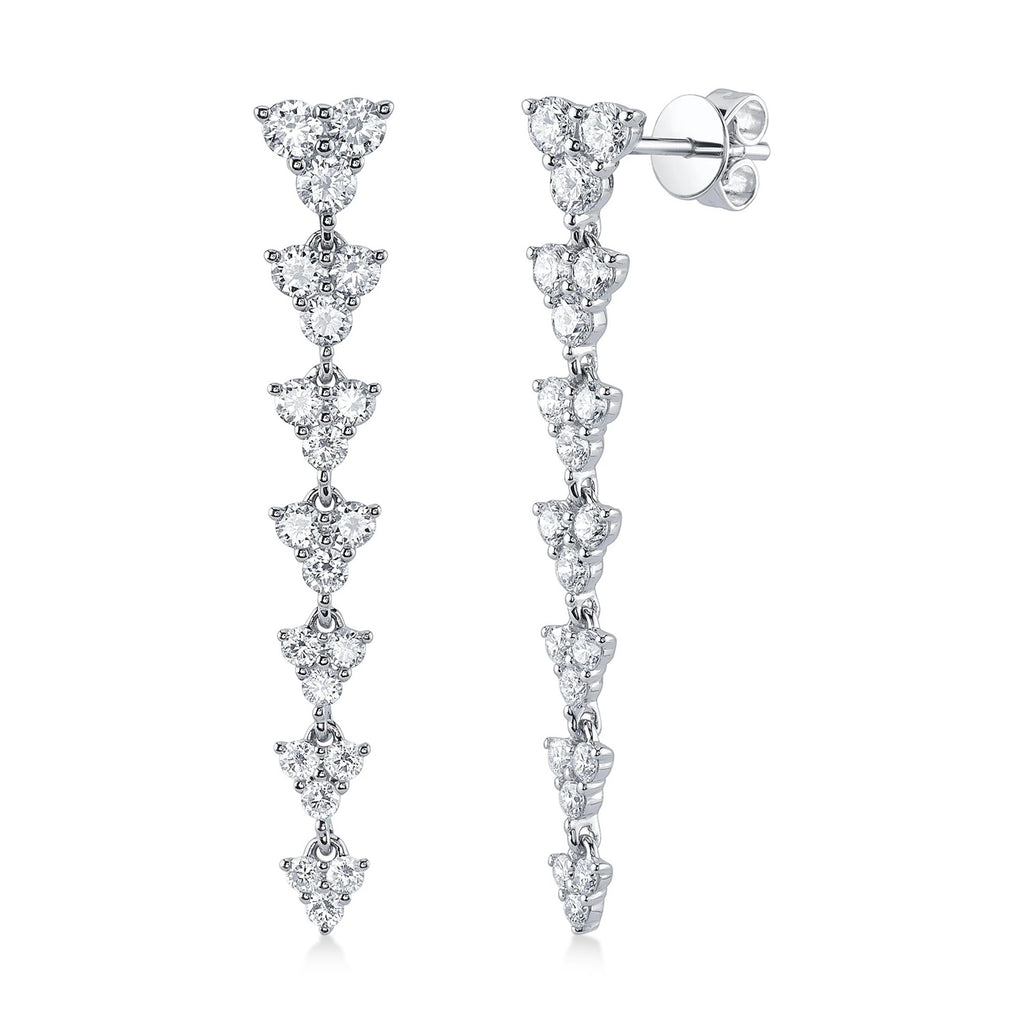 Dangling Diamond Drop Earrings in 14k White Gold (1.82ct)
