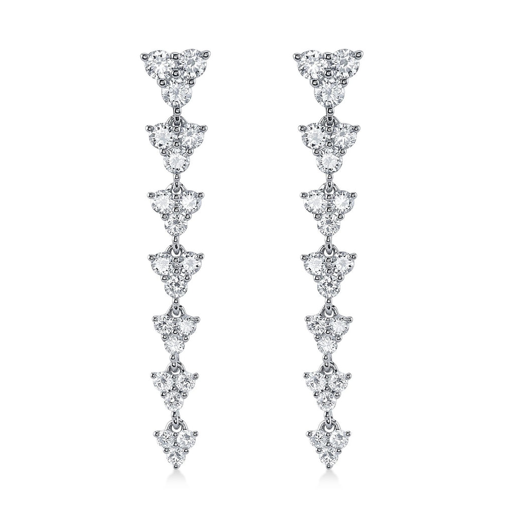Dangling Diamond Drop Earrings in 14k White Gold (1.82ct)