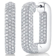 Diamond Pave  Rectangle Hoop Earring 14K White Gold (4.20ct)