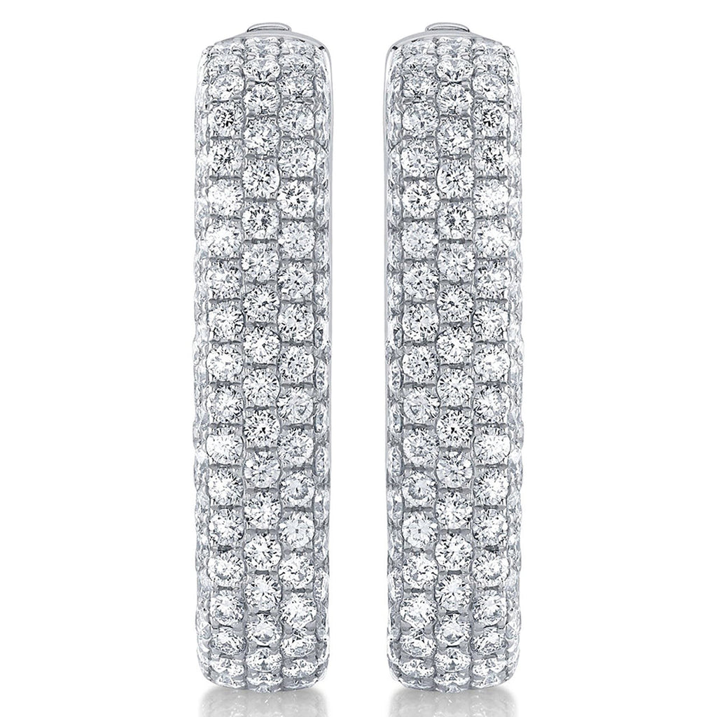 Diamond Pave  Rectangle Hoop Earring 14K White Gold (4.20ct)