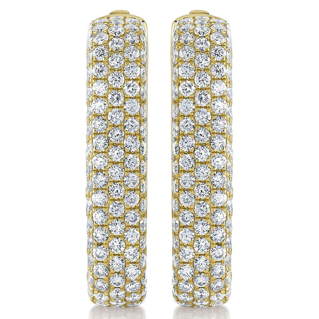 Diamond Pave  Rectangle Hoop Earring 14K Yellow Gold (4.20ct)