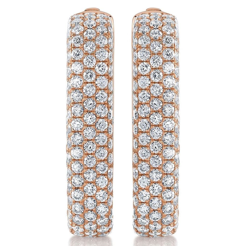 Diamond Pave  Rectangle Hoop Earring 14K Rose Gold (4.20ct)