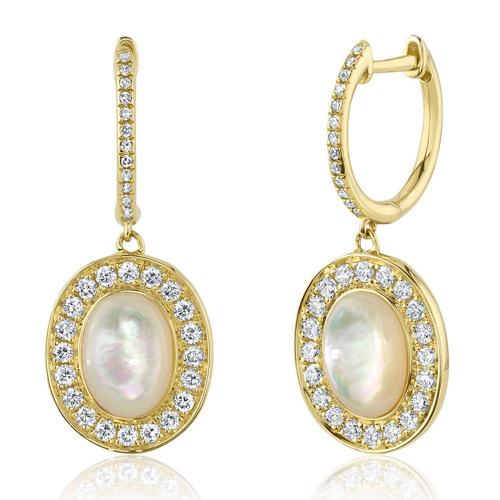 Diamond & Mother of Pearl Earrings 14K Yellow Gold (2.42ct)