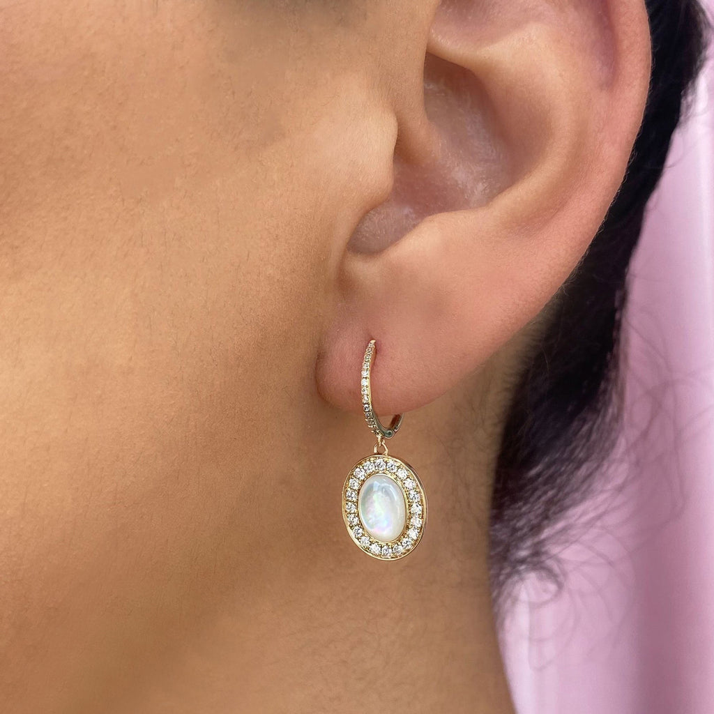 Diamond & Mother of Pearl Earrings 14K Yellow Gold (2.42ct)