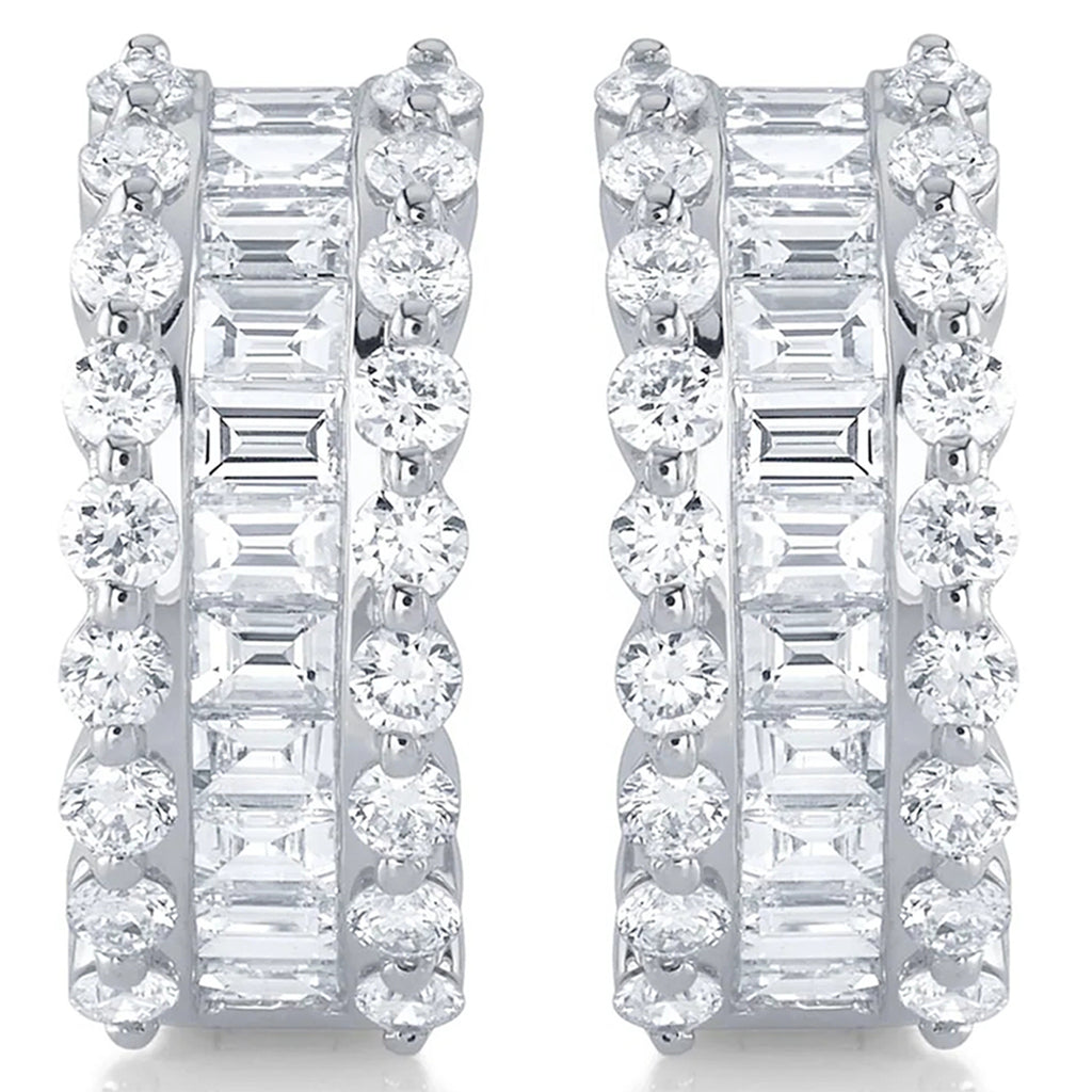 Baguette Diamond Huggie Earrings 14k White Gold (1.16ct)