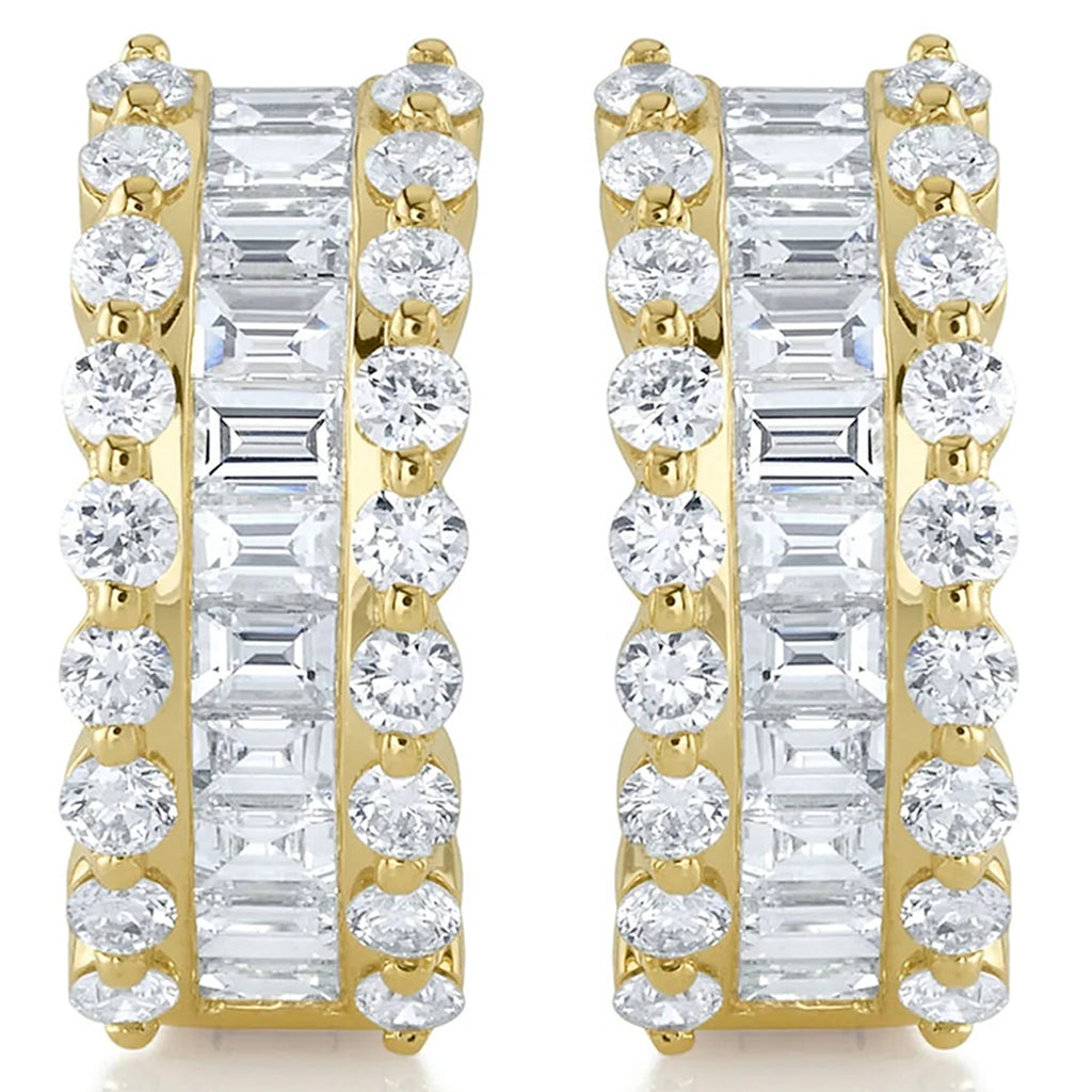 Baguette Diamond Huggie Earrings 14k Yellow Gold (1.16ct)