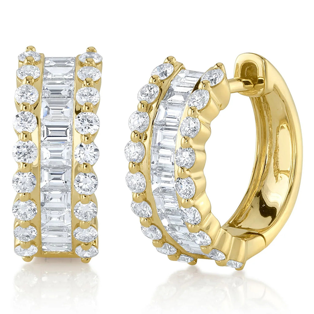 Baguette Lab Grown Diamond Huggie Earrings 14k Yellow Gold (1.16ct)
