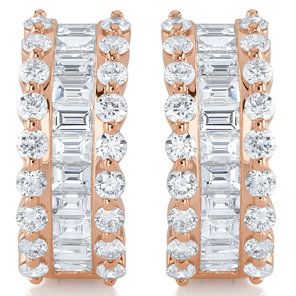 Baguette Diamond Huggie Earrings 14k Rose Gold (1.16ct)