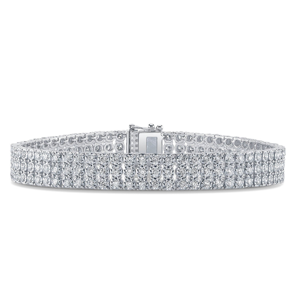 Multirow Diamond Tennis Bracelet 14K White Gold (3.70ct)