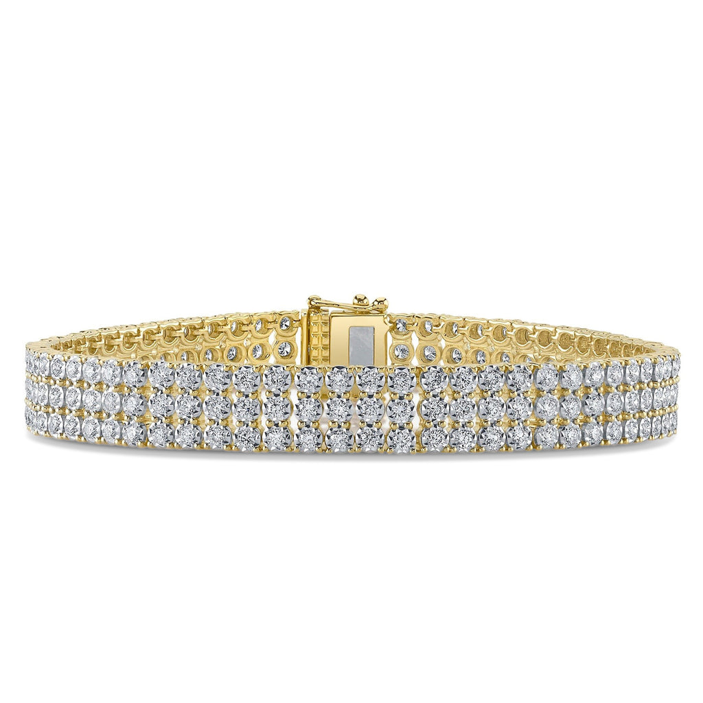 Multirow Lab Diamond Tennis Bracelet 14K Yellow Gold (3.70ct)