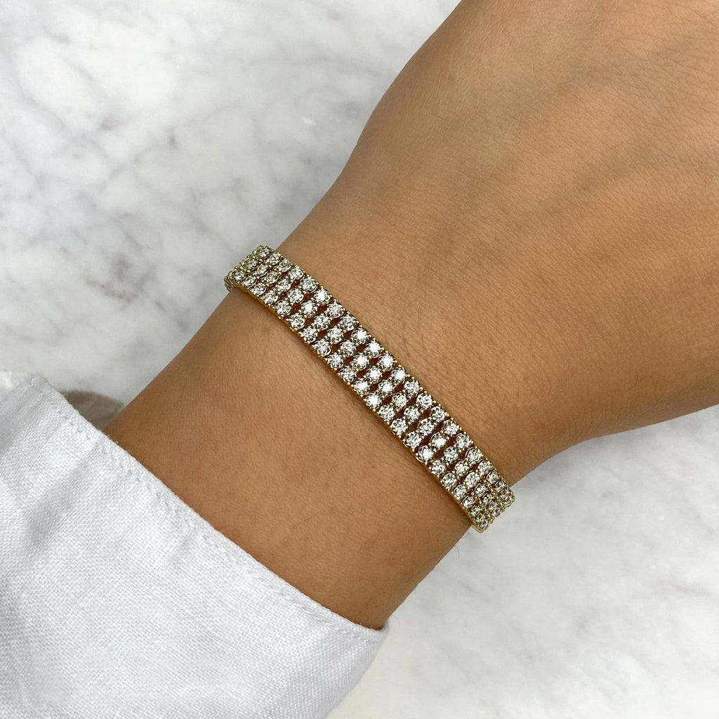 Multirow Lab Diamond Tennis Bracelet 14K Yellow Gold (3.70ct)