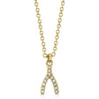 Diamond Pave Wishbone Pendant Necklace 14K Yellow Gold (0.03ct)