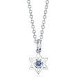 Blue Sapphire Jewish Star of David Petite Pendant Necklace 14K White Gold (0.03ct)